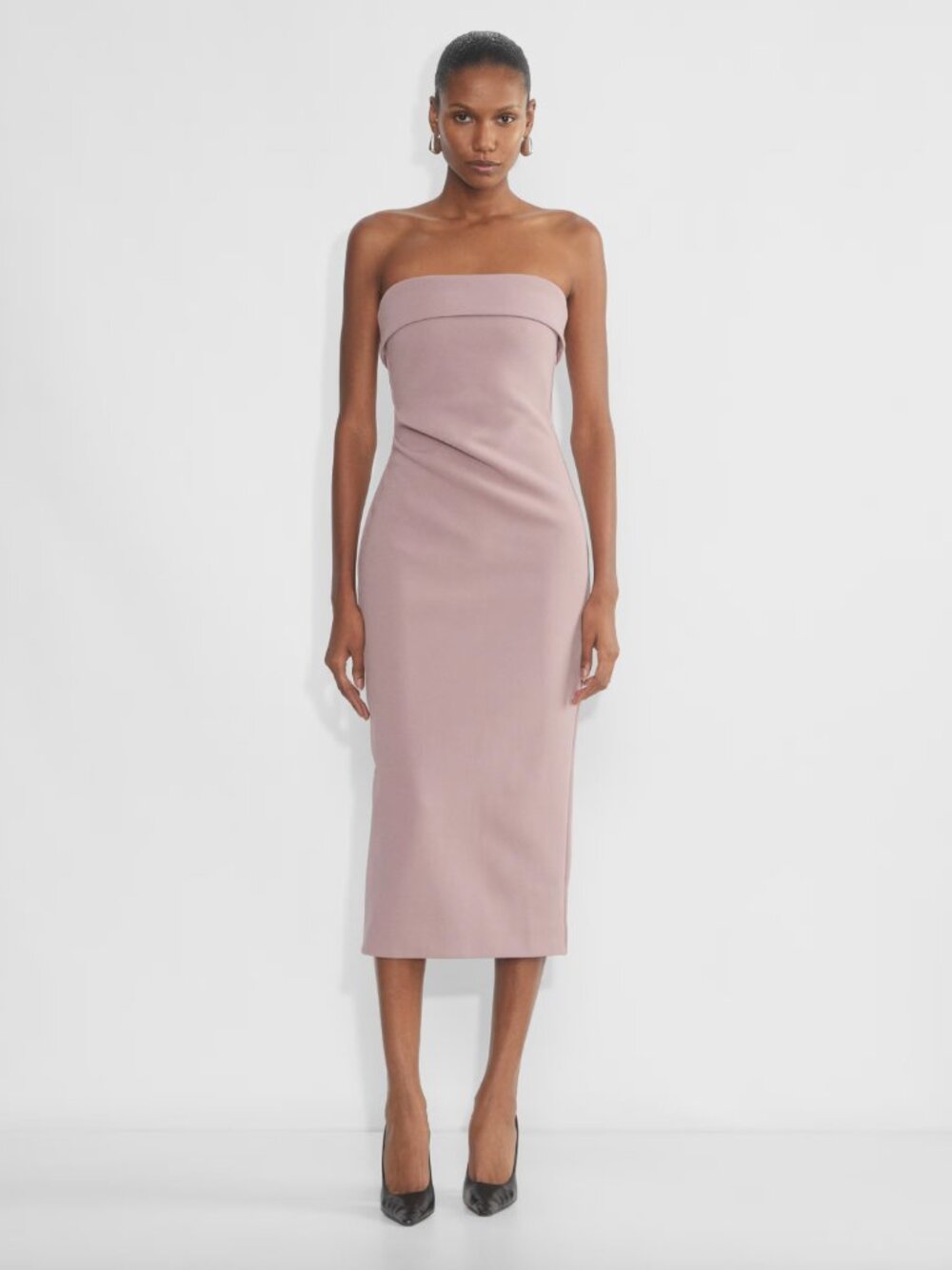 Aritzia Babaton FigureKnit Eyecatcher Dress XS Strapless Midi Mauve